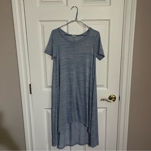 Knit Trapeze High-Low Blue Dress